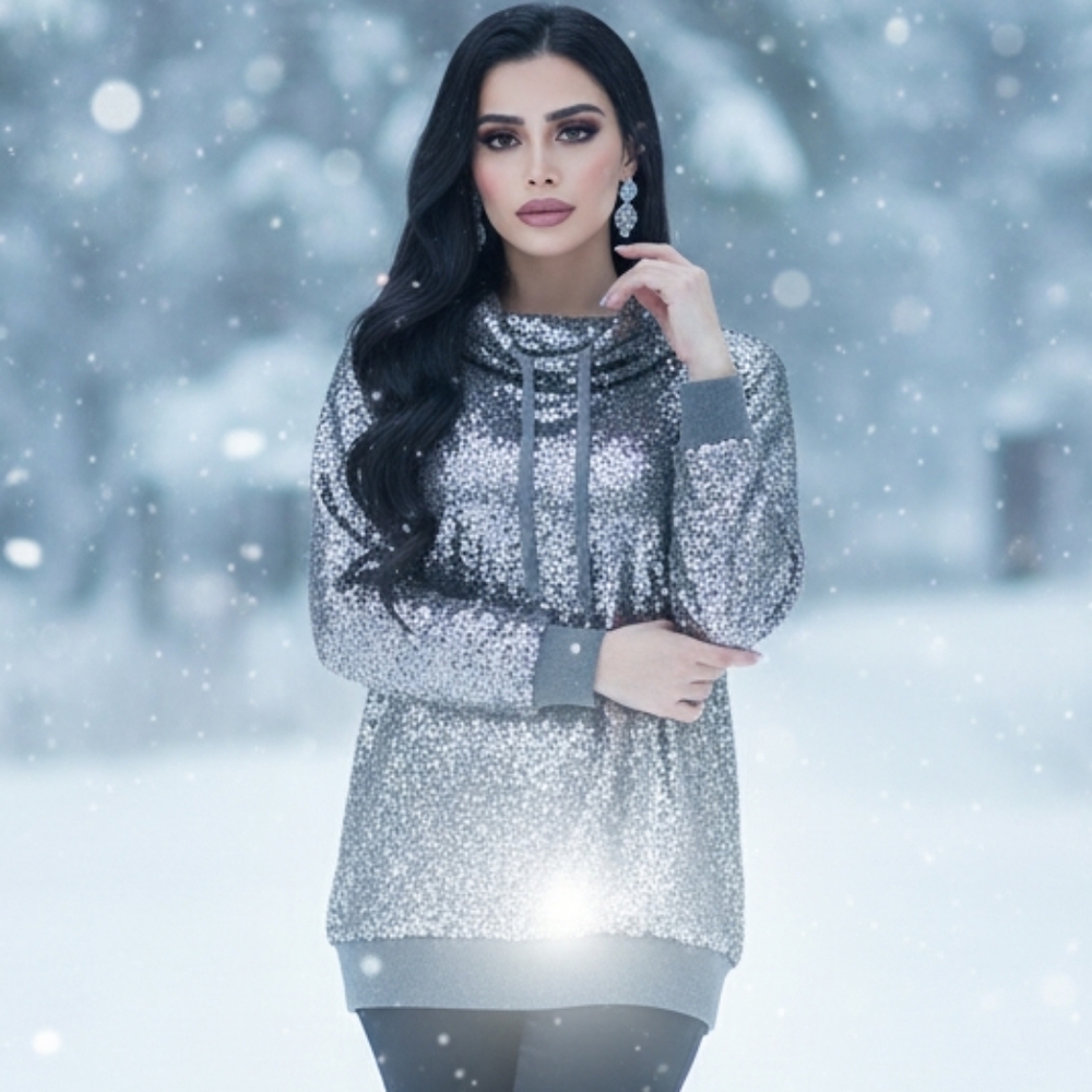 Silver Sequin Pullover Top 12